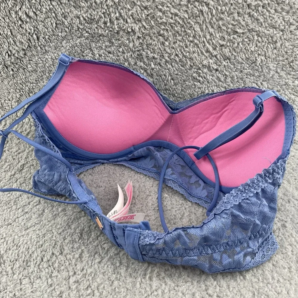 Victoria's Secret PINK Push Up‎ Bra Womens Medium Floral Lace Bustier Coquette
